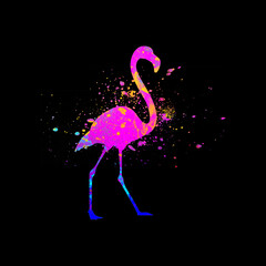 Watercolor Flamingo Abstract Flamingo, Colorful Flamingo Illustration, Flamingo Drawing, Flamingo