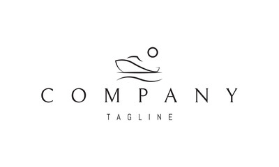 Vector logo on which an abstract image of a speedboat on the waves.