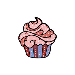 cupcake with cream and cherry