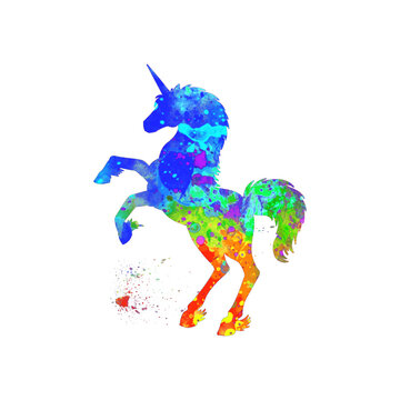 Watercolor unicorn Abstract drawing, Colorful unicorn Illustration, unicorn Drawing