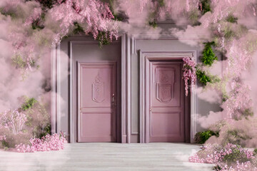 The interior of the door with flowers and smoke.