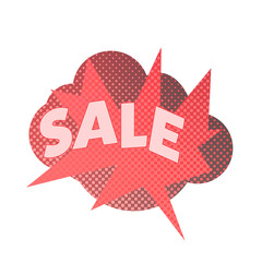 Abstract transparent halftone grunge sale sticker element.