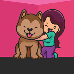 little girl with dog