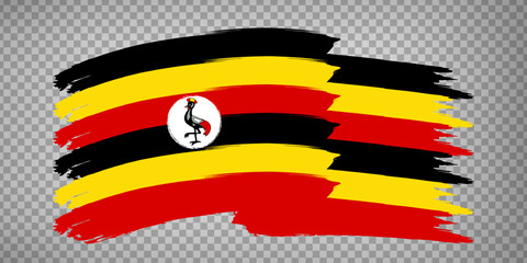 Flag Uganda from brush strokes. Waving Flag Republic of Uganda on transparent background for your  design, app, UI. EPS10.