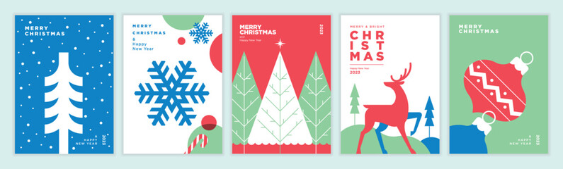 Fototapeta na wymiar Set of Christmas and New Year greeting cards. Vector illustration concepts for graphic and web design, social media banner, marketing material.