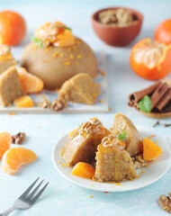 Mandarin halva dessert, traditional Greek dessert	