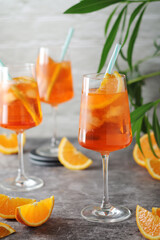Glasses with aperol spritz cocktail