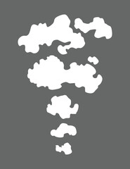 Smoke cloud icon. Vector special effect of puff or steam cloud. Fire blast, smog or fume. Dust or vapor template. Cartoon design white element of comic book
