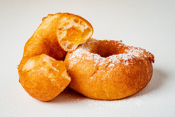 donut with jam on the white background