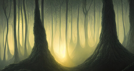 Digital Illustration Highly Detailed Fractal Inspired Magical Fantasy Misty Forest