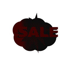 Abstract transparent halftone grunge sale sticker element.