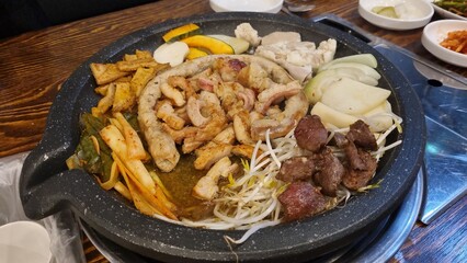 South Korea food. beef intestines bbq