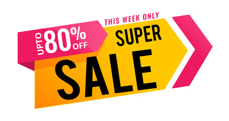 Sale banner template design, Super sale special offer. 