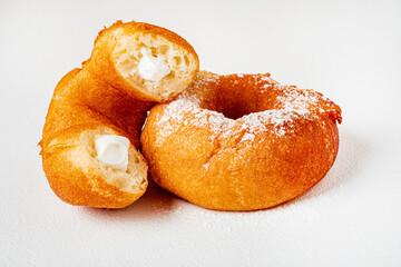 donut with jam on the white background