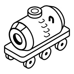 An outline isometric icon of fuel pipeline 