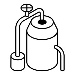 An outline isometric icon of fuel pipeline 