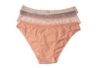 Women cotton panties isolated on white background.