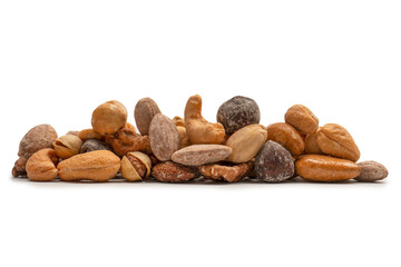 A group of almonds, pistachios, walnuts, macadamia, cashews.