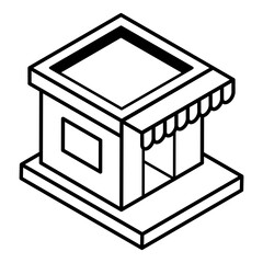 An outline isometric icon of fuel production 