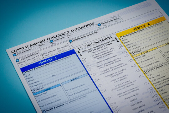 feuille de constat amiable d'accident automobile en fran&ccedil;ais