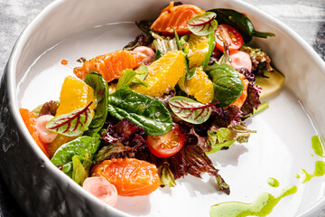 salad with  orange and salmon