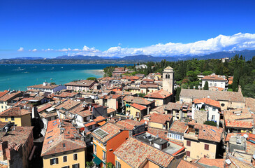 Obraz premium Aerial view of Sirmione on Lake Garda. Italy, Europe.