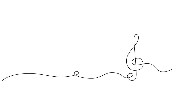 Decoration continuous line hand drawing element note for concert, photo book, invitations. Vector stock illustration minimalism design isolated on white background. Editable stroke single line. 
