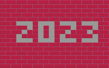 Fototapeta na wymiar Realistic tile with new year numbers. Color of 2023. Viva Magenta.