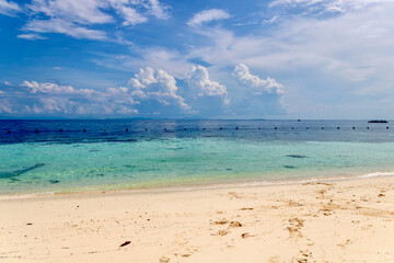 Beach at Sipadan Island dive destination in Malaysian Borneo