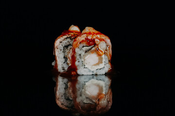Sushi uramaki cube with cherry