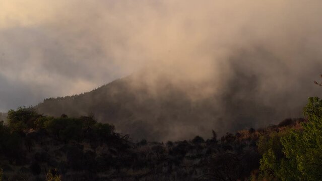 Low clouds over mountaintop on Gran Canaria