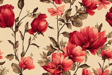 beautiful flower pattern. repeat pattern for wallpaper, paper packaging, textile, curtains, duvet covers, print design, wedding invitations. Generative AI
