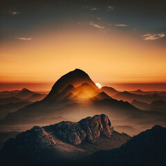 Fototapeta premium sunset in the mountains