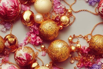red and gold pinkish georgous jewelry background
