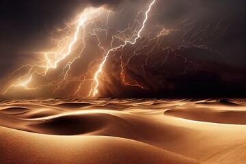 huge thunderstorm on desert abstract background