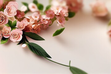 Greeting card template, pink floral wedding invitation