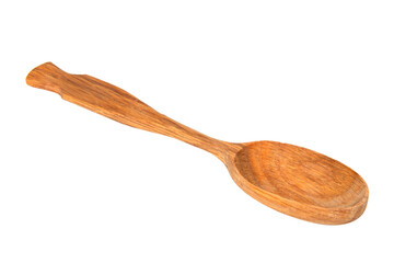 Wooden vintage handmade spoon isolated on the white background