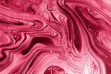 Liquid shimmer background,monochrome red trendy color of 2023.