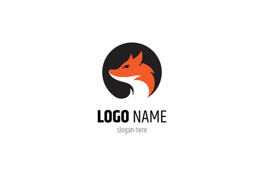 fox animal logo with simple circle design shape