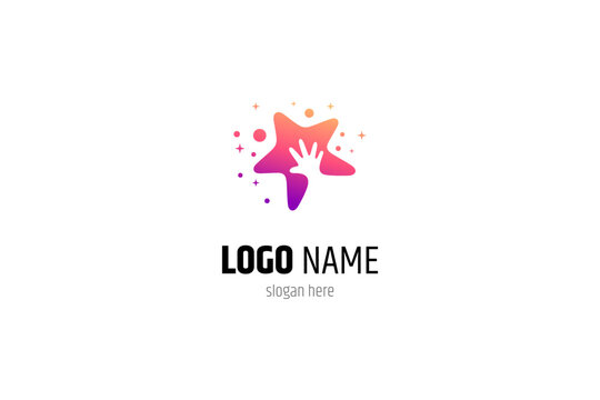 Dream logo with star symbol and child's hand in colorful gradient