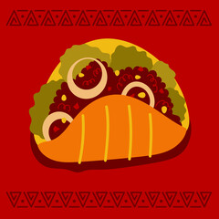 Tacos mexican food on red background. Mexican cuisine