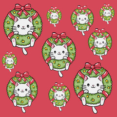 Christmas cat. Can be used for gift wrapping