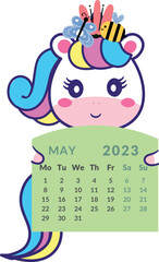 Unicorn with calendar month May.