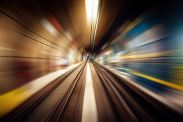 Fototapeta na wymiar fast moving. blurred tunnel. generated sketch art