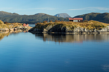 Fototapeta na wymiar House at the Atlantic coast in Norway during a sunny day