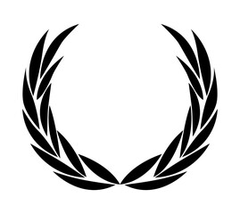 Fototapeta na wymiar Vintage laurel wreath. Black silhouette circular sign depicting an award achievement heraldry, nobility, emblem. Laurel wreath award, winning, prize or victory
