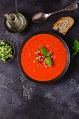Gazpacho soup. Traditional spanish cold tomato soup.