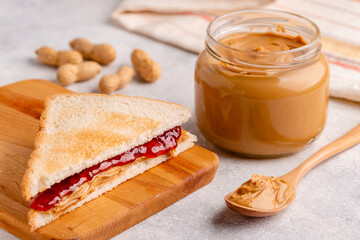 Peanut paste in an open jar