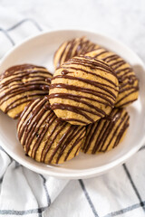 Banana cookies with chocolate drizzle