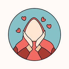 hijab woman avatar icon. Muslim woman character icon representing muslim woman in love. Perfect for profile photos of social media accounts or web forums
